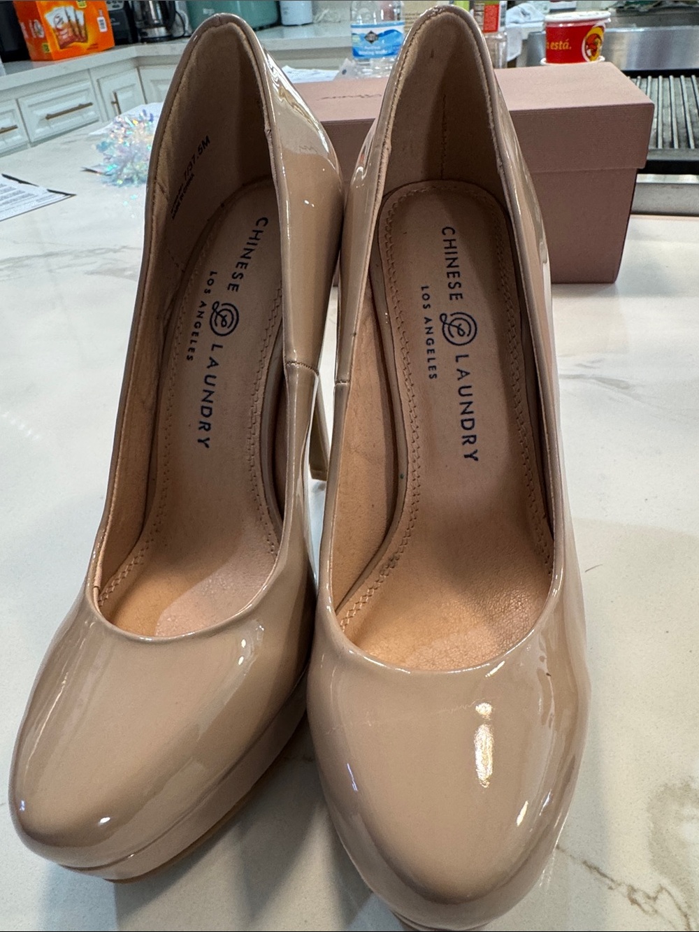 Chinese Laundry Patent Nude Platform Pumps